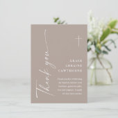 Moderne Elegante Script Boho Doopfeest Bedankkaart (Staand voorkant)