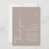 Moderne Elegante Script Boho Doopfeest Bedankkaart (Voorkant)