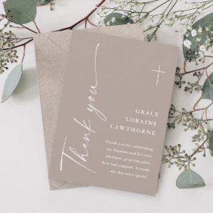 Moderne Elegante Script Boho Doopfeest Bedankkaart