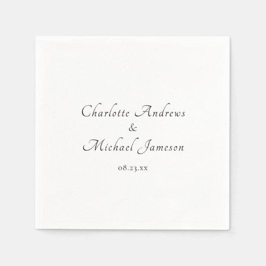 Moderne Elegante Script Bruidsnamen Trouwen Servet (Voorkant)