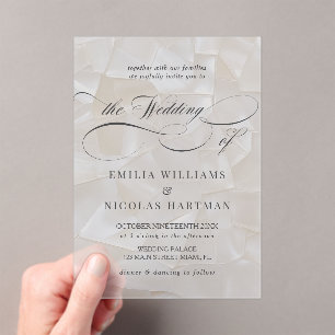 Moderne Elegante Script Bruiloft Acryl Uitnodigingen