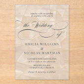 Moderne Elegante Script Bruiloft Acryl Uitnodigingen (Voorkant)