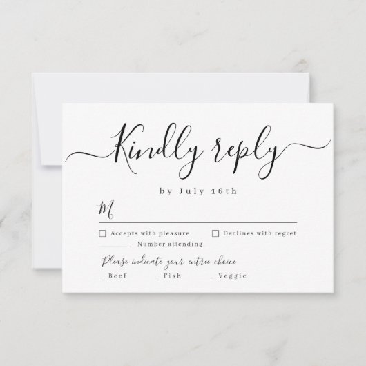 Moderne, elegante script bruiloft RSVP (Voorkant)