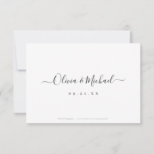 Moderne, elegante script bruiloft RSVP (Achterkant)