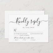 Moderne, elegante script bruiloft RSVP (Voorkant / Achterkant)