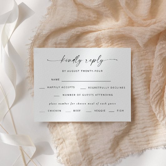 Moderne Elegante Script Bruiloft RSVP Kaart