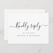 Moderne, elegante script bruiloft RSVP Uitnodiging Briefkaart (Voorkant / Achterkant)