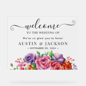 Moderne Elegante Script Bruiloft Welkom Acryl Bord (Voorkant)
