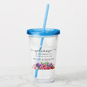 Moderne Elegante Script Bruiloft Welkom Acryl Drinkbeker (Achterkant)