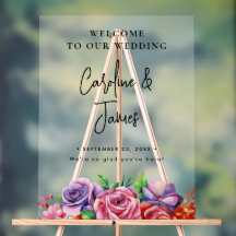Moderne Elegante Script Bruiloft Welkom Acryl Sig