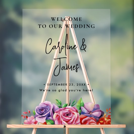 Moderne Elegante Script Bruiloft Welkom Acryl Sig Bord (Neutraal)
