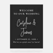 Moderne Elegante Script Bruiloft Welkom Acryl Sig Bord (Voorkant)
