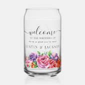 Moderne Elegante Script Bruiloft Welkom Blikvorm Glas (Achterkant)