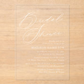 Moderne Elegante Script Bruiloftsfeest Acryl Uitnodigingen (Voorkant)