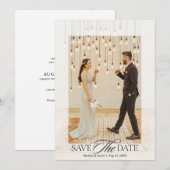 Moderne Elegante Script Bruiloftsfoto Save The Date (Voorkant / Achterkant)