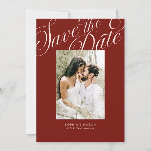 Moderne Elegante Script Calligrafie Terracotta Roo Save The Date (Voorkant)