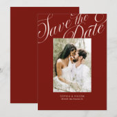 Moderne Elegante Script Calligrafie Terracotta Roo Save The Date (Voorkant / Achterkant)