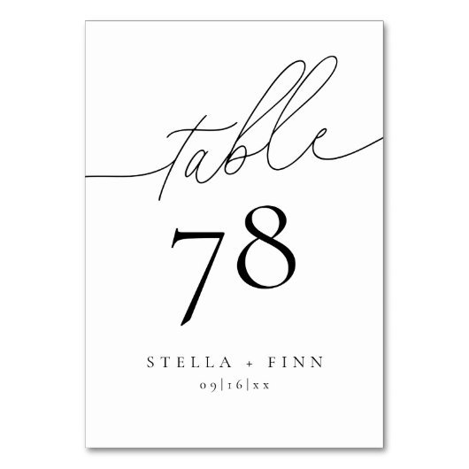 Moderne Elegante Script Chic Tafelnummer Bruiloft (Achterkant)