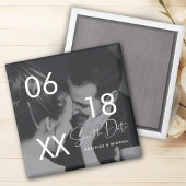 Moderne Elegante Script Couple Foto Save the Date Magneet