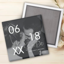 Moderne Elegante Script Couple Foto Save the Date