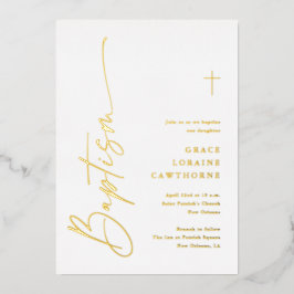 Moderne Elegante Script Doop Goud Folie Uitnodiging