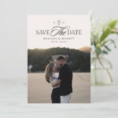 Moderne Elegante Script Dubbelzijdige Foto Save The Date (Staand voorkant)