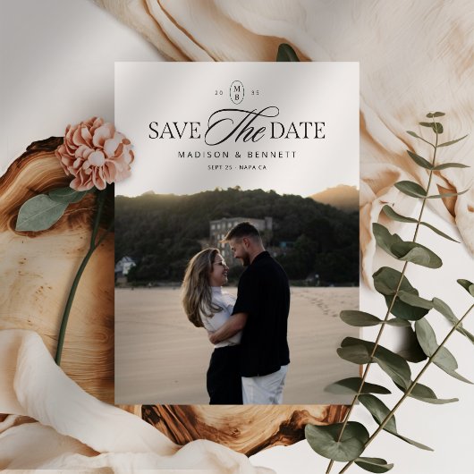 Moderne Elegante Script Dubbelzijdige Foto Save The Date