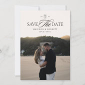 Moderne Elegante Script Dubbelzijdige Foto Save The Date (Voorkant)