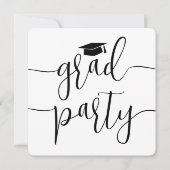 Moderne Elegante Script Eenvoudig Afstudeerfeest Kaart (Voorkant)