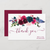 Moderne Elegante Script Eenvoudig Uniek Bloemend T Bedankkaart (Voorkant / Achterkant)
