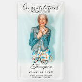 Moderne Elegante Script Foto Afstuderen Spandoek (Verticaal)