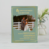 Moderne Elegante Script Foto Borstel Overlay Bruil Folie Uitnodiging (Staand Voorkant)