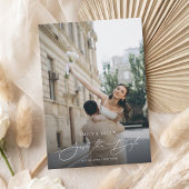 Moderne Elegante Script Foto Bruiloft Save the Dat Date