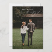 Moderne Elegante Script Foto Bruiloft Save the Dat Date (Voorkant)