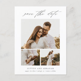 Moderne Elegante Script Foto Collage Bewaar De Dat Aankondigingskaart
