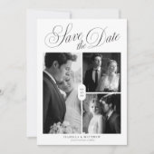 Moderne Elegante Script Foto Collage Save The Date (Voorkant)