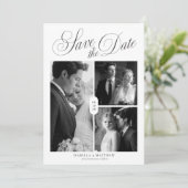 Moderne Elegante Script Foto Collage Save The Date (Staand voorkant)