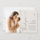 Moderne Elegante Script Foto Doop Bedankkaart (Voorkant)
