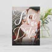 Moderne Elegante Script Foto Eenvoudig Save The Date (Staand voorkant)