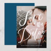 Moderne Elegante Script Foto Eenvoudig Save The Date (Voorkant / Achterkant)