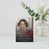 Moderne Elegante Script Foto Funeral Welkom Bord Visitekaartje (Staand voorkant)