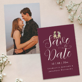 Moderne Elegante Script Foto Grappige Dinosaur Huw Save The Date