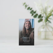 Moderne Elegante Script Foto Herinneringskaart Visitekaartje (Staand voorkant)