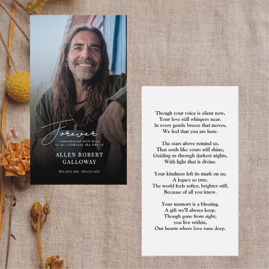 Moderne Elegante Script Foto Herinneringskaart Visitekaartje