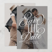 Moderne Elegante Script Foto Huwelijk  Save The Date (Voorkant / Achterkant)
