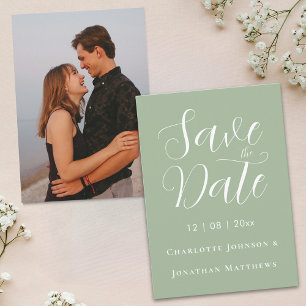 Moderne Elegante Script Foto Huwelijksfoto Save The Date