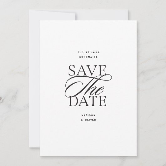 Moderne Elegante Script Foto Save The Date (Voorkant)