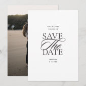 Moderne Elegante Script Foto Save The Date (Voorkant / Achterkant)