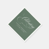 Moderne Elegante Script Funeraal Herdenking Salie Servet (Hoek)