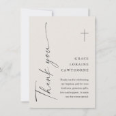Moderne Elegante Script Geslachtsneutrale Doop Bedankkaart (Voorkant)